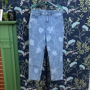 Style & Co. Light Blue Floral Straight Leg Jeans Size 12P